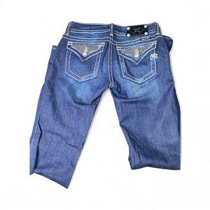 Miss Me Blue Boot Cut Jeans with Embellished Pockets #y2k